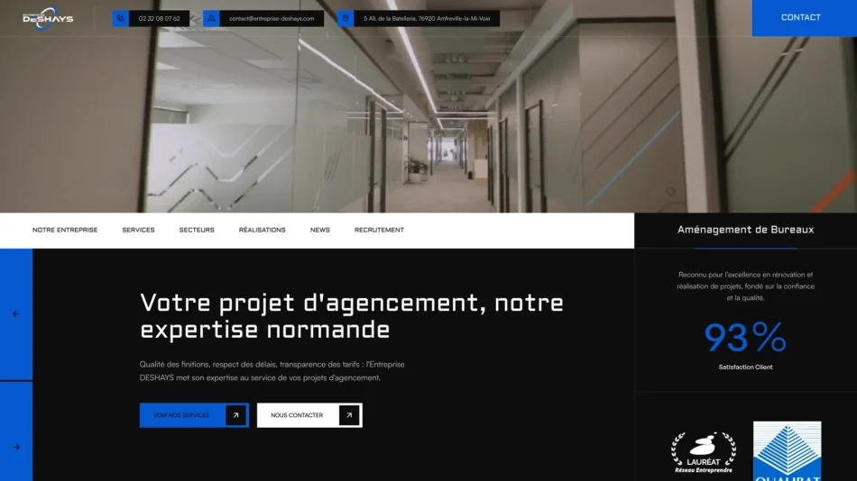 Site Entreprise Deshays, agencement de locaux professionnels en Seine-Maritime — réalisation Dopamine 360